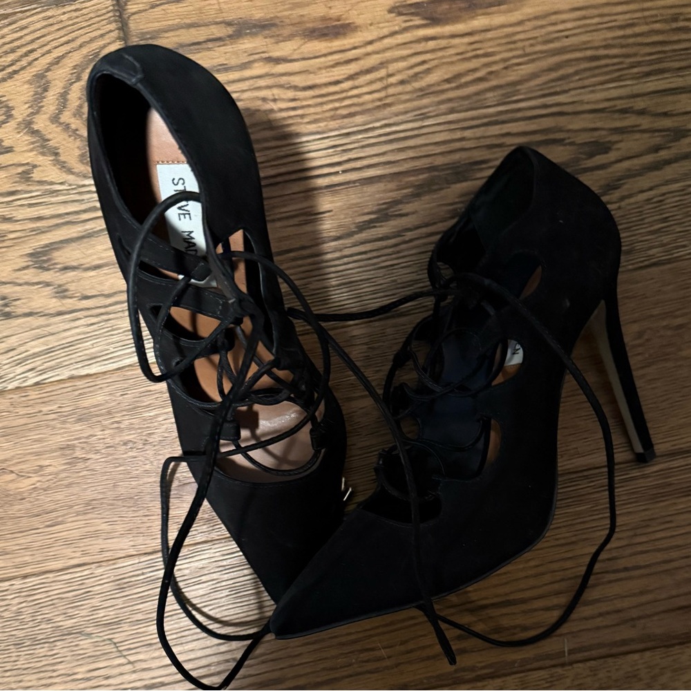 Steve Madden suede Black Lace-Up Heels